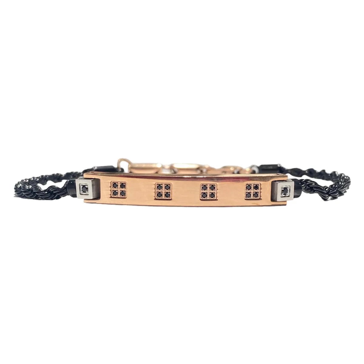 BRACCIALE ANANDA NERO CON PIASTRINA COLOR BRONZO - AS -JBRU2161