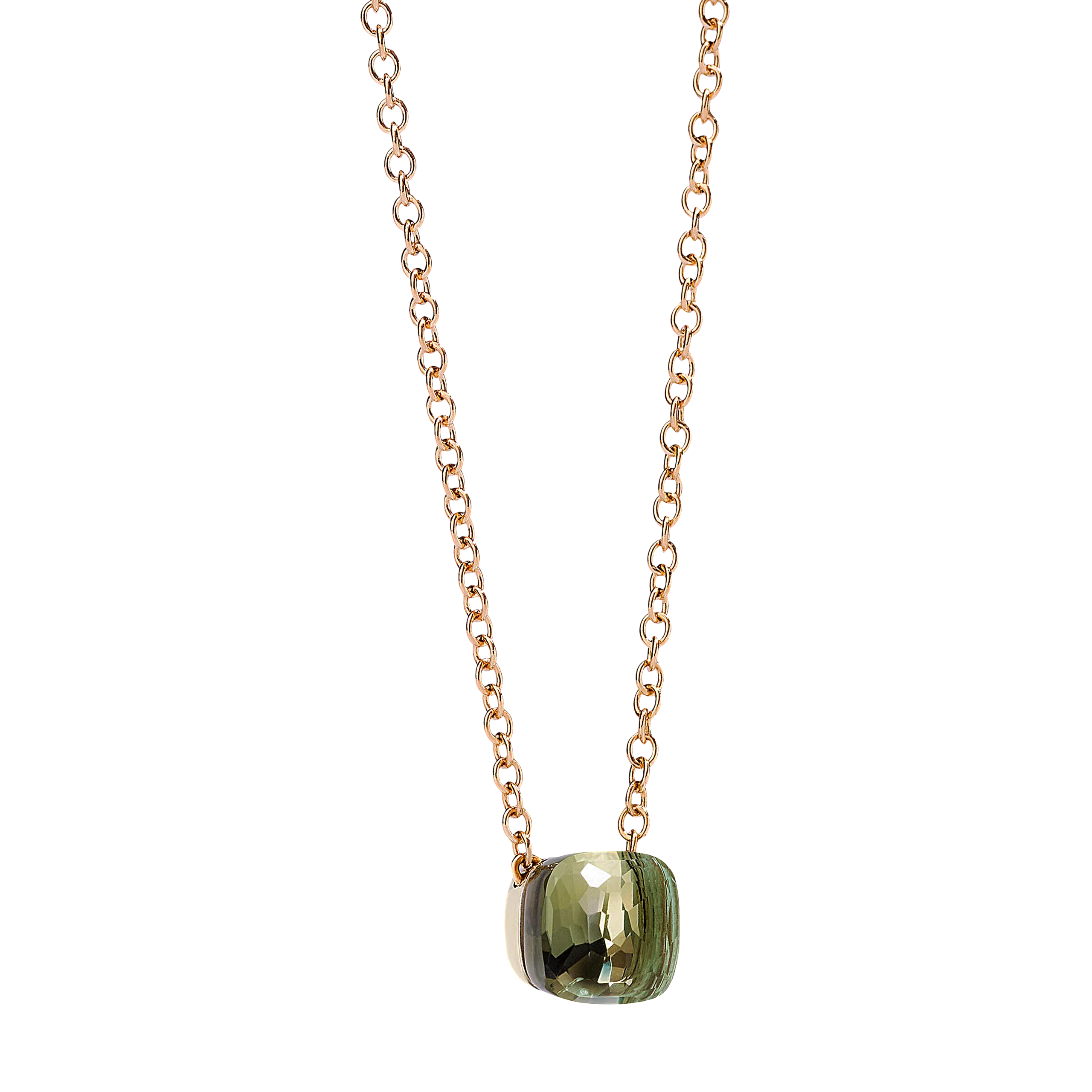 PENDENTE CON CATENA NUDO - PENDENTE NUDO PETIT IN PRASIOLITE CON CATENA IN ORO ROSA - F.B601/O6/PA - PCB6010O6000000PA