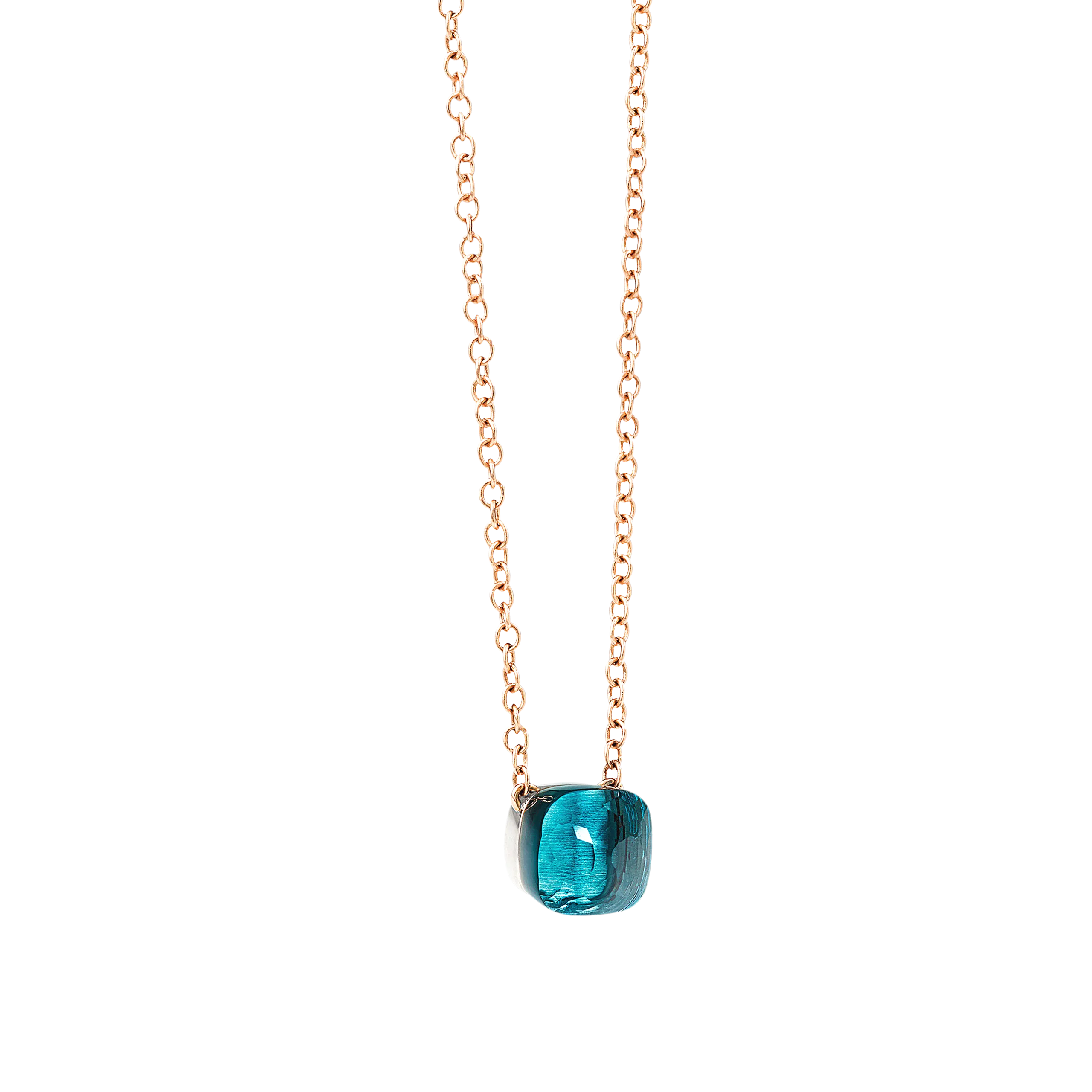 PENDENTE CON CATENA NUDO - PENDENTE NUDO PETIT IN ORO ROSA E ORO BIANCO TOPAZIO BLU LONDON CM 42  - F.B601/O6/TL - PCB6010O6000000TL