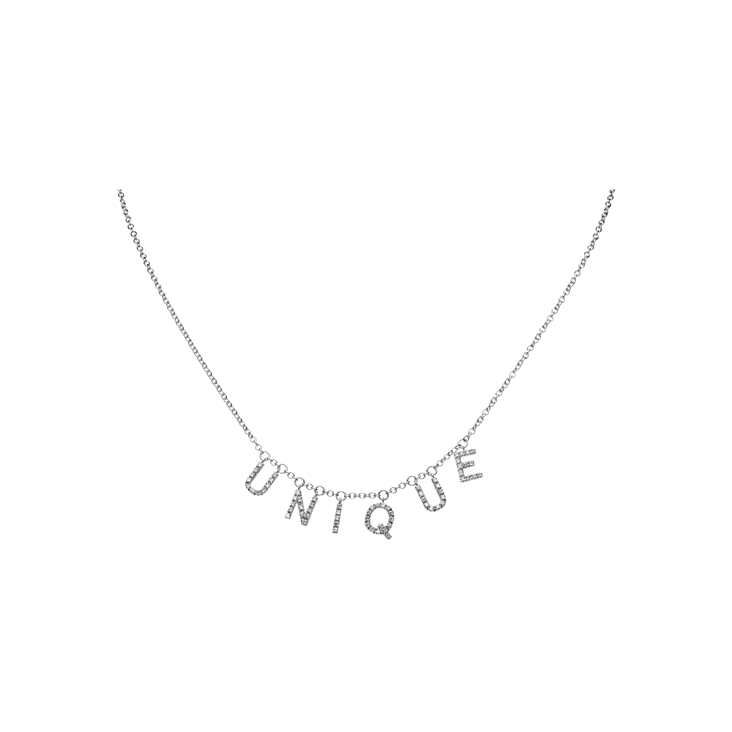 GIROCOLLO IN ORO BIANCO CON SCRITTA "UNIQUE" IN PAVÈ DI DIAMANTI - FC1797-6B001