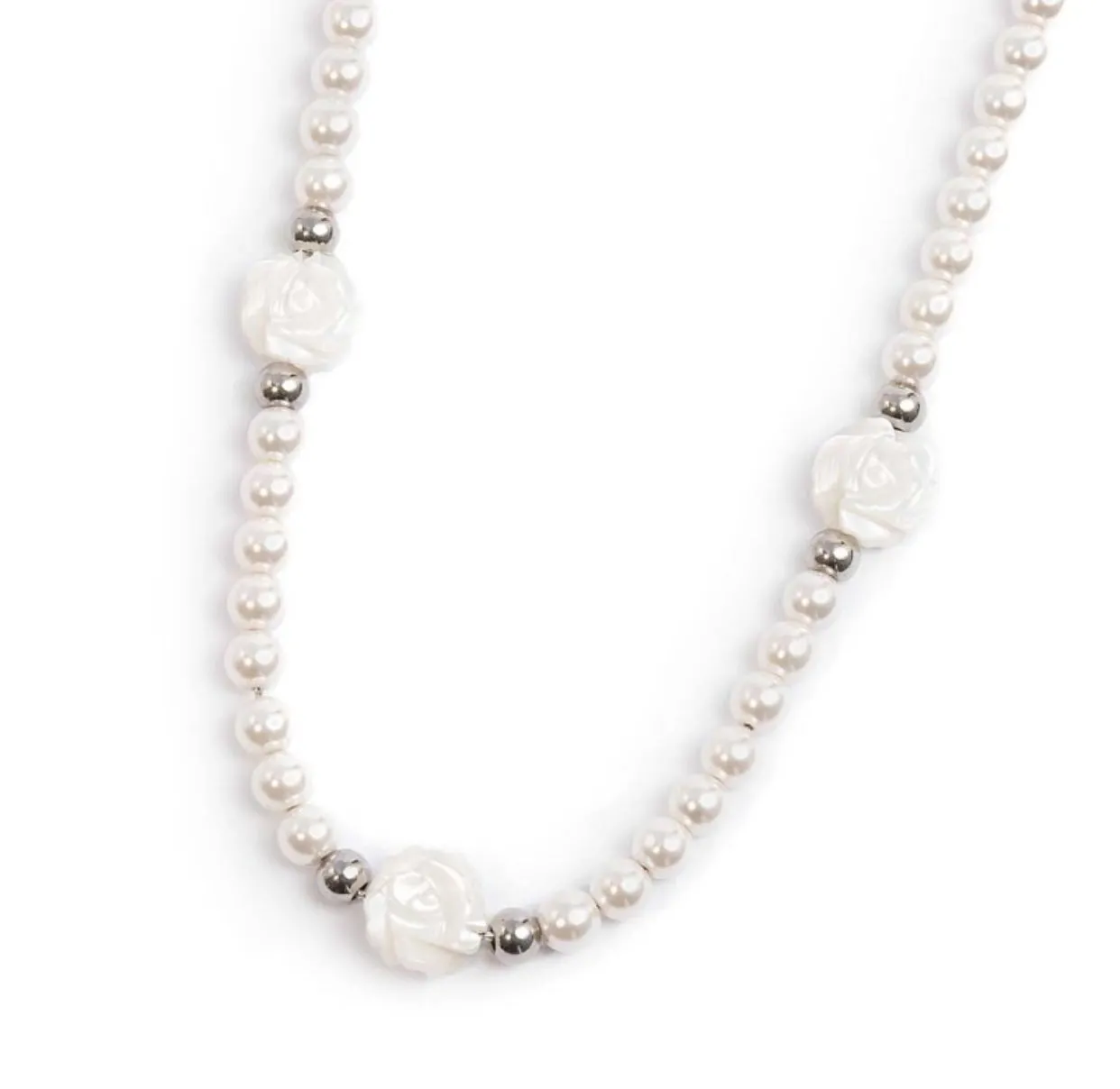 COLLANA MARLU' DONNA PERLE E ROSA IN MADREPERLA