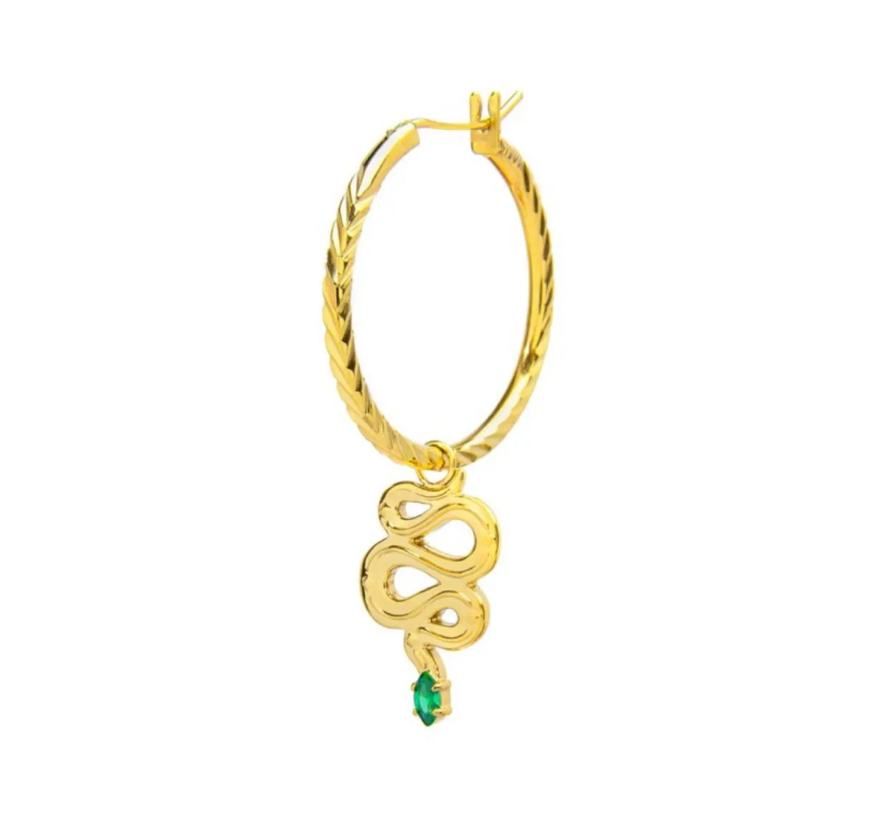 Mono orecchino cerchio Marlù e serpentino gold