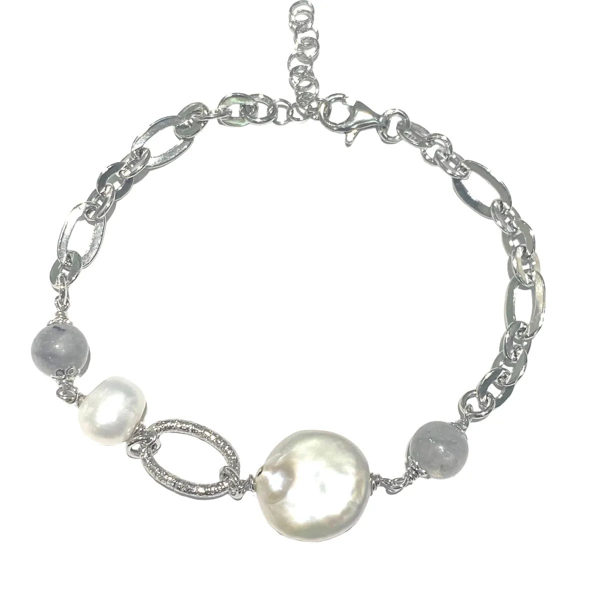 BRACCIALE CATENA E PERLE DI FIUME