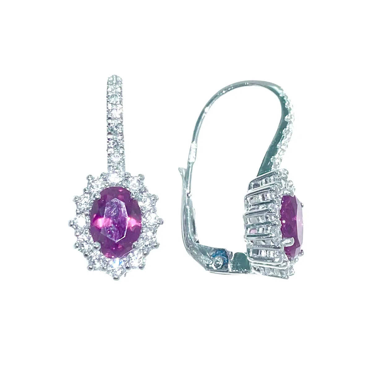 ORECCHINI A MONACHELLA ZIRCONE ROSSO