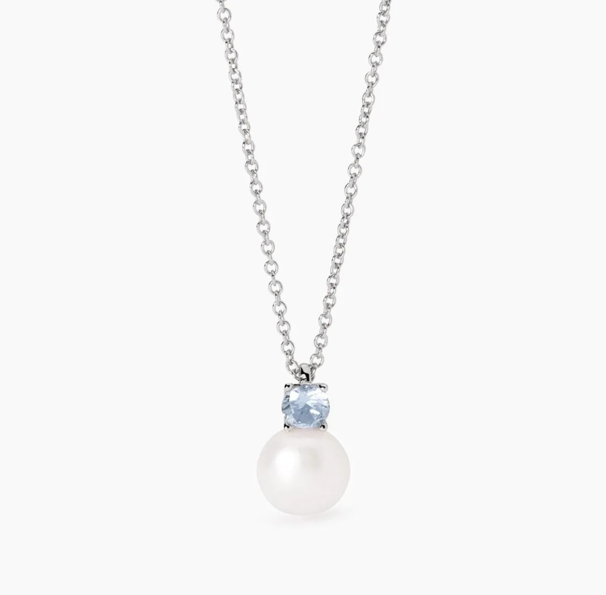 Collana Mabina donna con perla e acquamarina sintetica