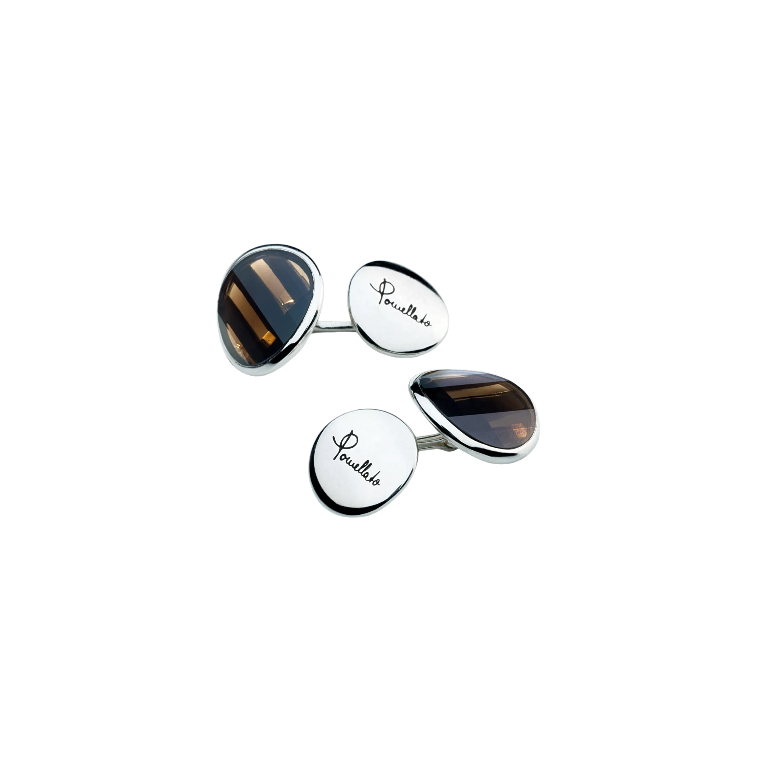 GEMELLI POMELLATO IN ARGENTO RODIATO CON QUARZO FUME' - G.A921/AG9/QF - G.A921/AG9/QF