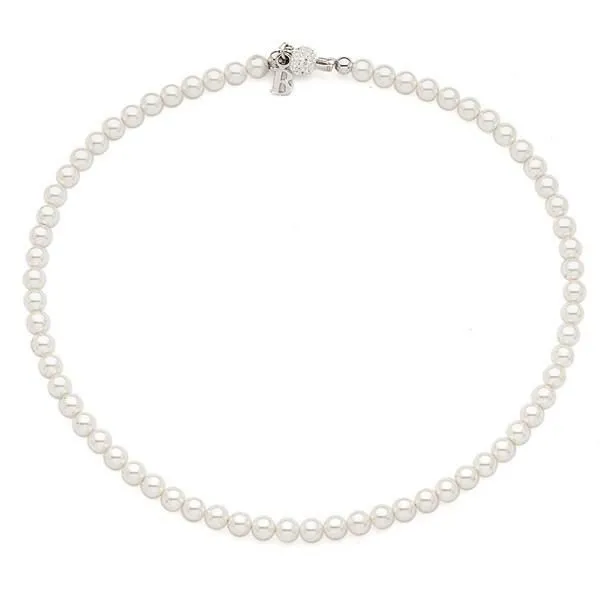 Collana corta con perle Swarovski piccole e boule di strass