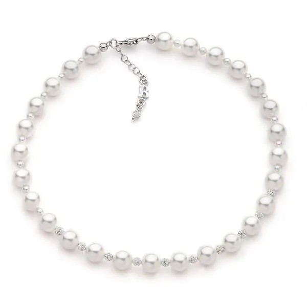 Collana con perle Swarovski e pavè  di strass