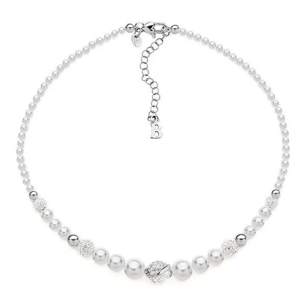 Girocollo in argento con perle e strass