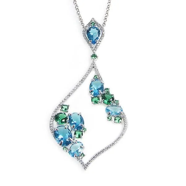 Collana con pendente romboidale e zirconi