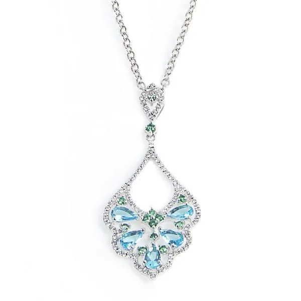 Collana con pendente dal profilo a ventaglio e zirconi