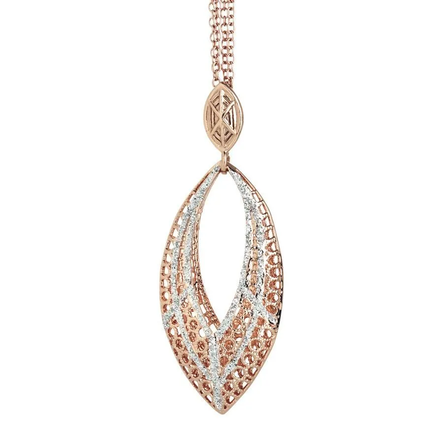 Collana in argento bicolor con pendente ovale