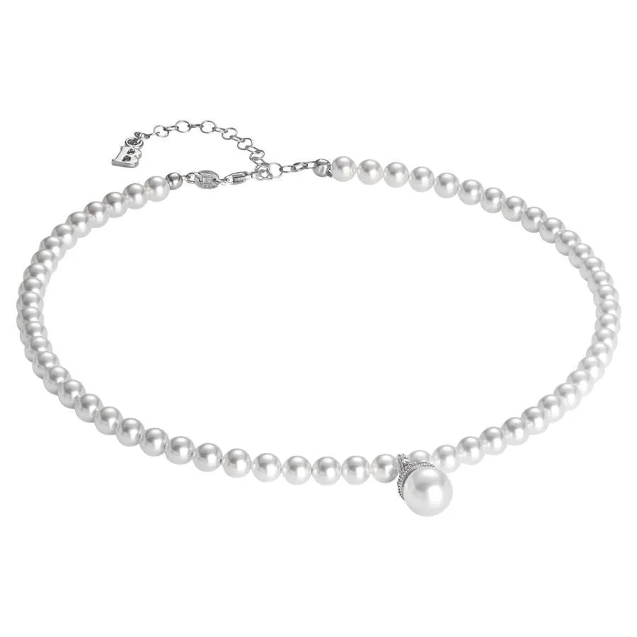 Collana con perla Swarovski centrale, argento e zirconi