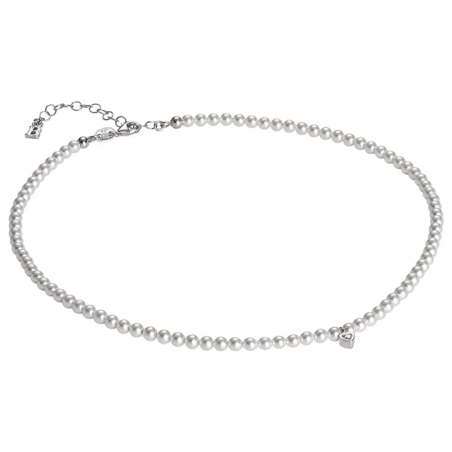 Collana in perle Swarovski e cuore centrale in zirconi