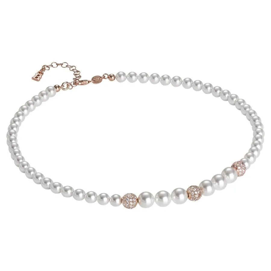 Collana rosata con perle Swarovski degradè e zirconi