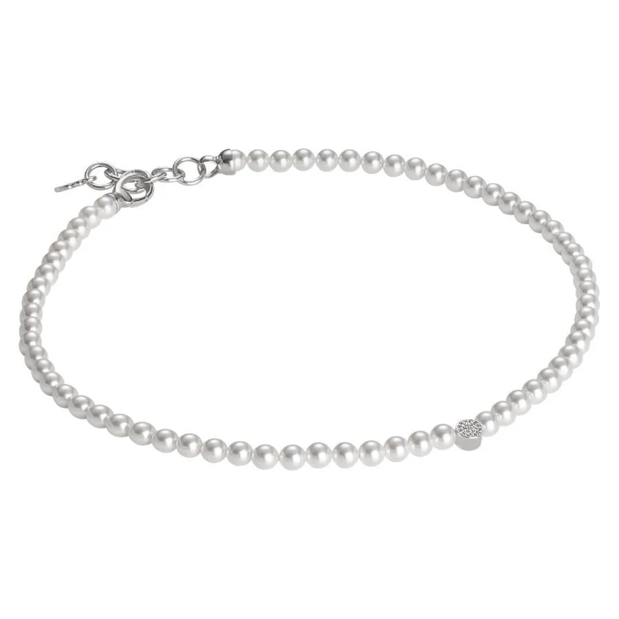 Collana con perle Swarovski e centrale in zirconi e argento