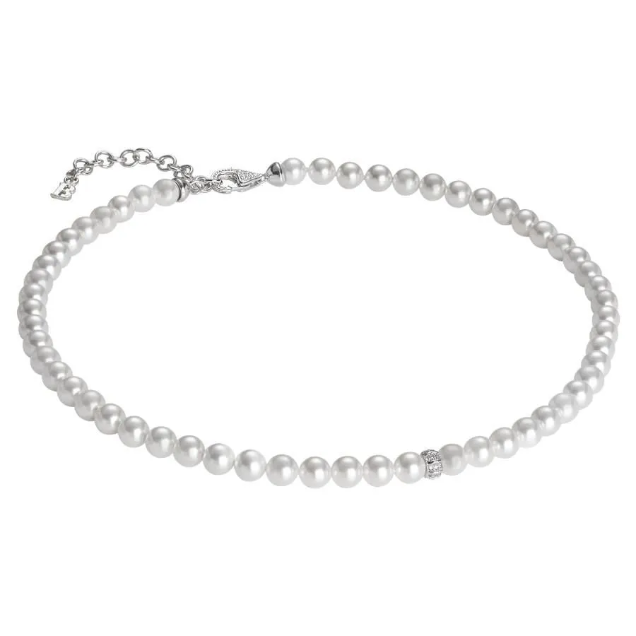 Collana con perle Swarovski e passante centrale in argento e zirconi