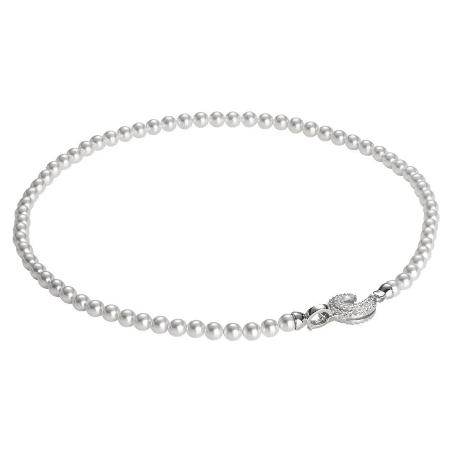 Collana di perle Swarovski con ricciolo di zirconi