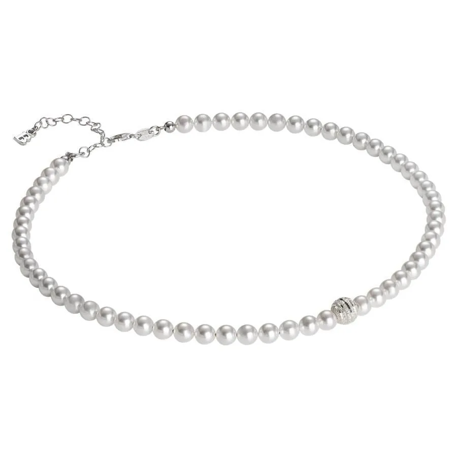 Collana di perle Swarovski con centrale satinato in argento