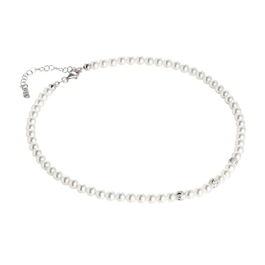 Collana con perle Swarovski e sfere diamantate effetto ondulato