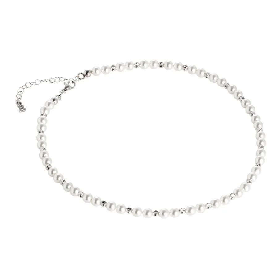 Collana con perle Swarovski alternate a sfere diamantate