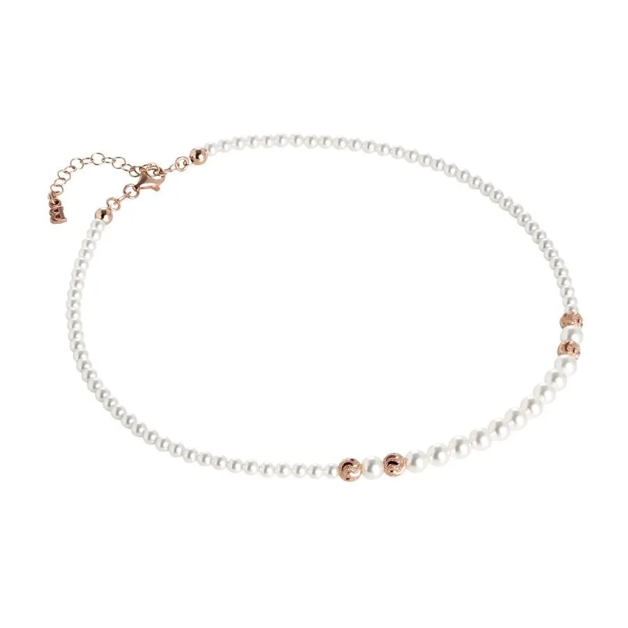 Collana rosata con perle Swarovski degradè e passanti diamantati