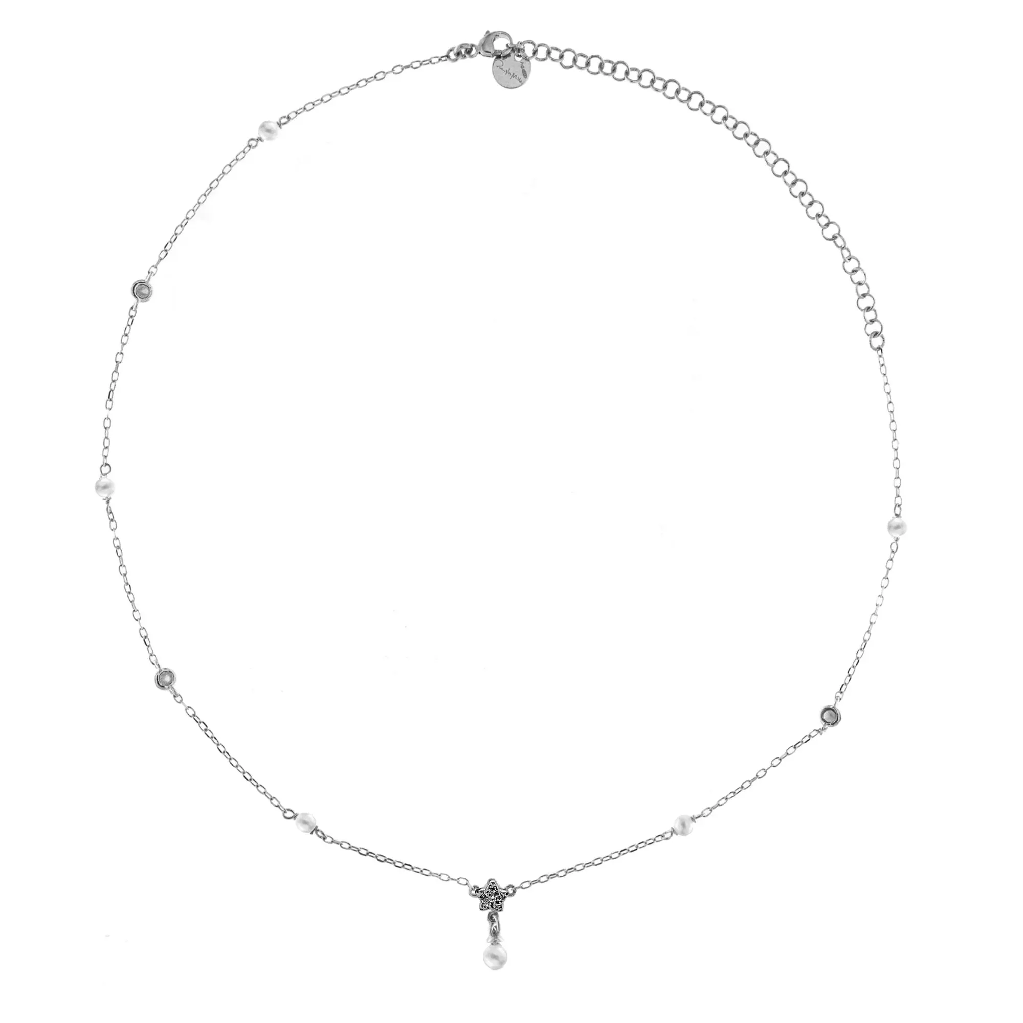 GIROCOLLO PERLA PENDENTE STELLA CATENA ALTERNATA - GALACTICA ICE