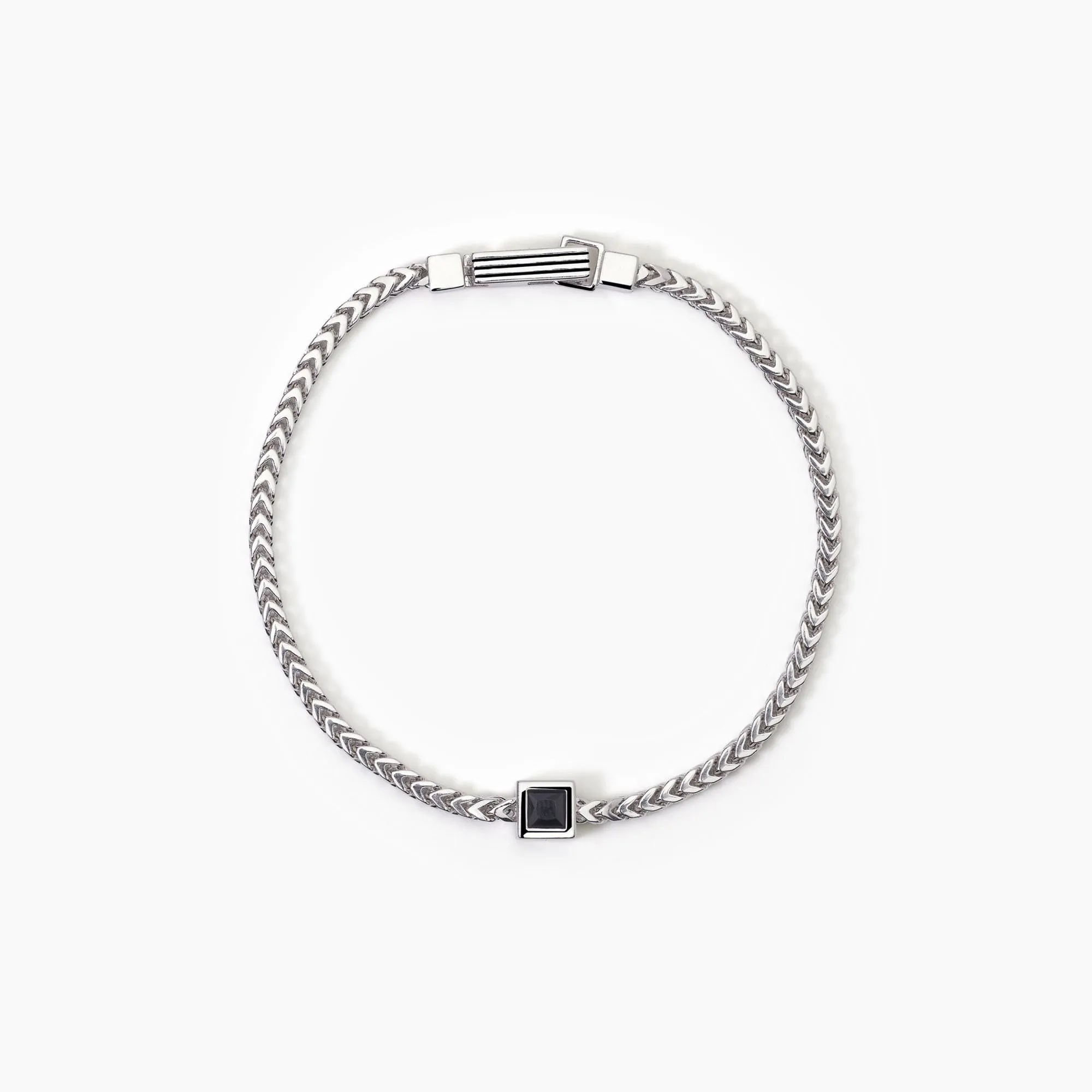 Bracciale Mabina uomo in argento con catena franco BLACK CODE