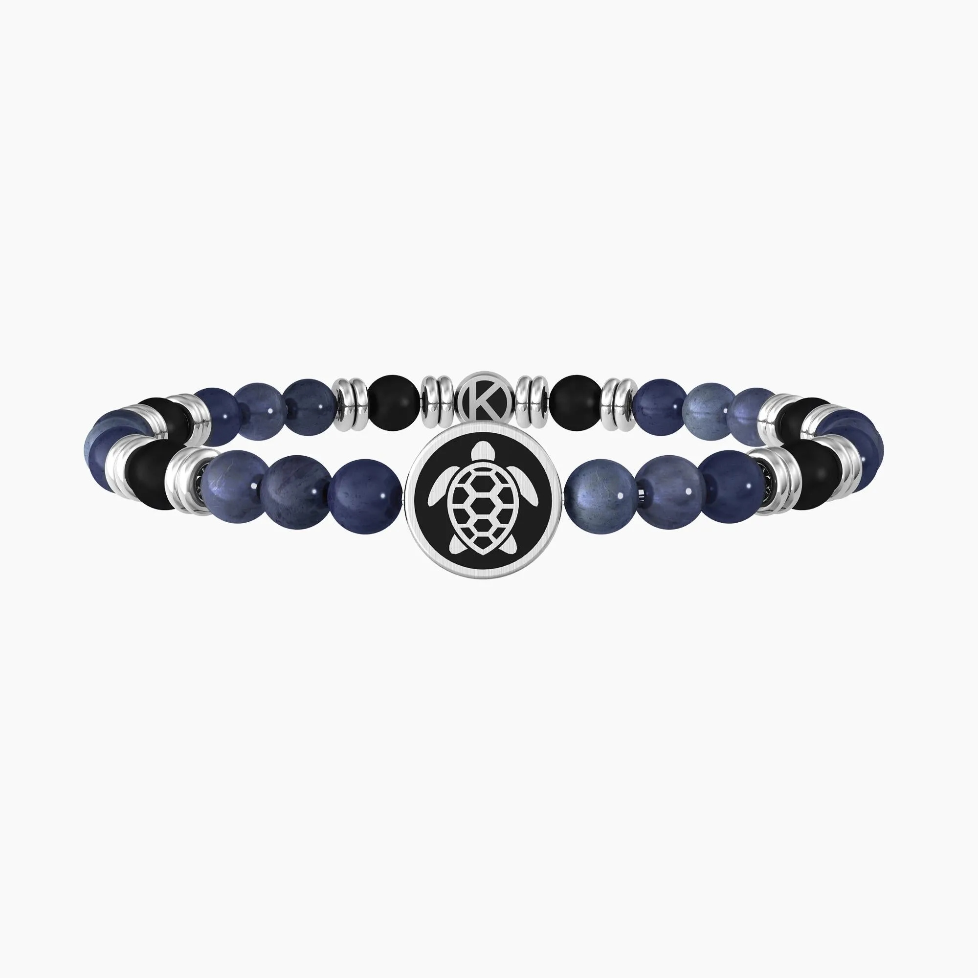 Bracciale uomo kidult elastico con dumortierite blu, agata nera e tart