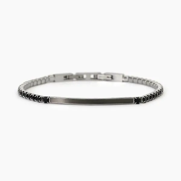 Bracciale uomo 2Jewels tennis con piastra centrale Gunmetal