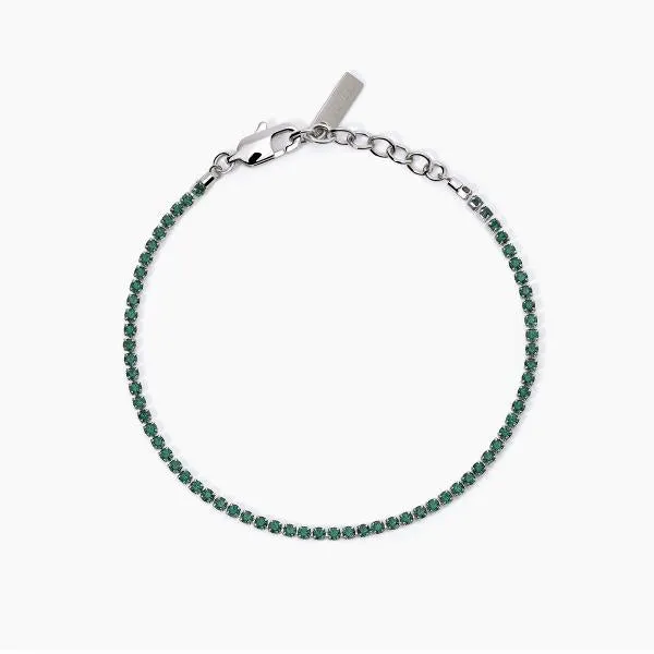 Bracciale uomo 2Jewels Tennis con cristalli verdi