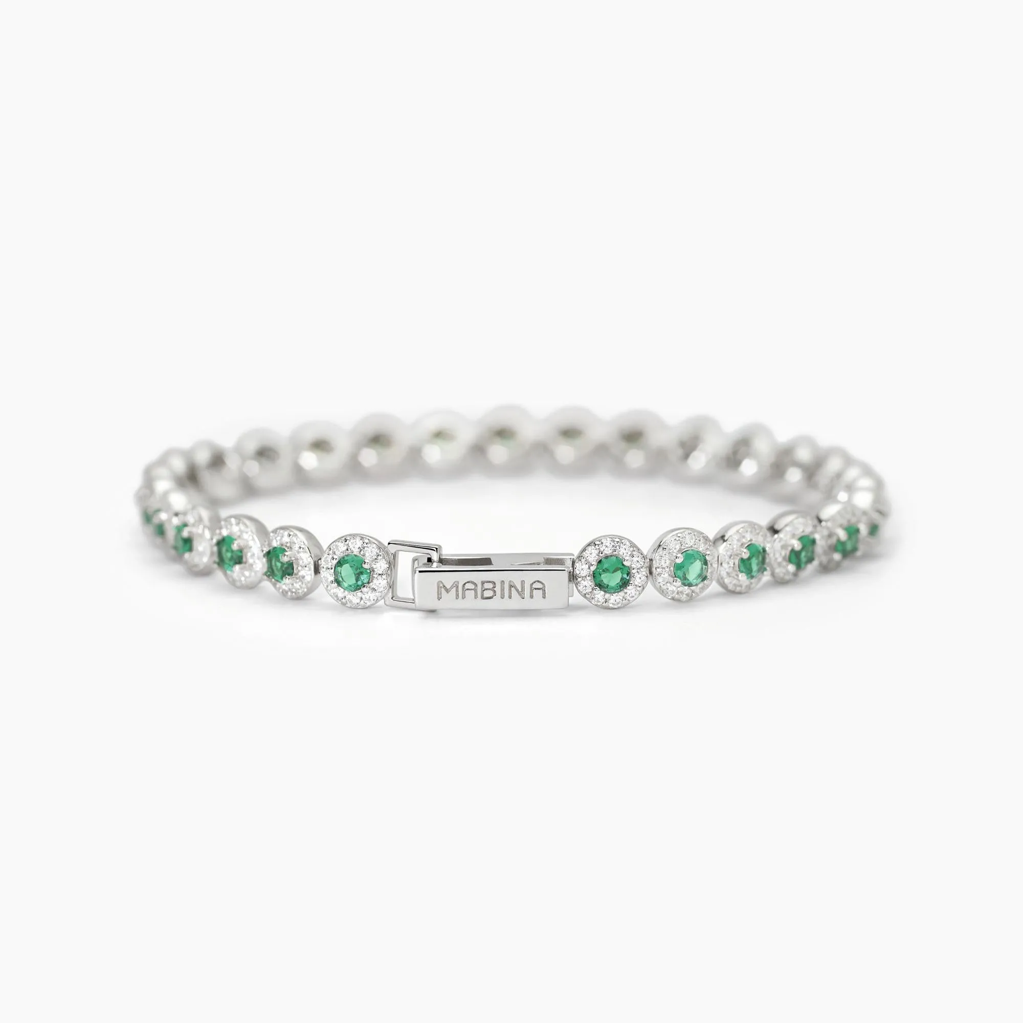 Bracciale donna Mabina tennis in argento con smeraldi sintetici