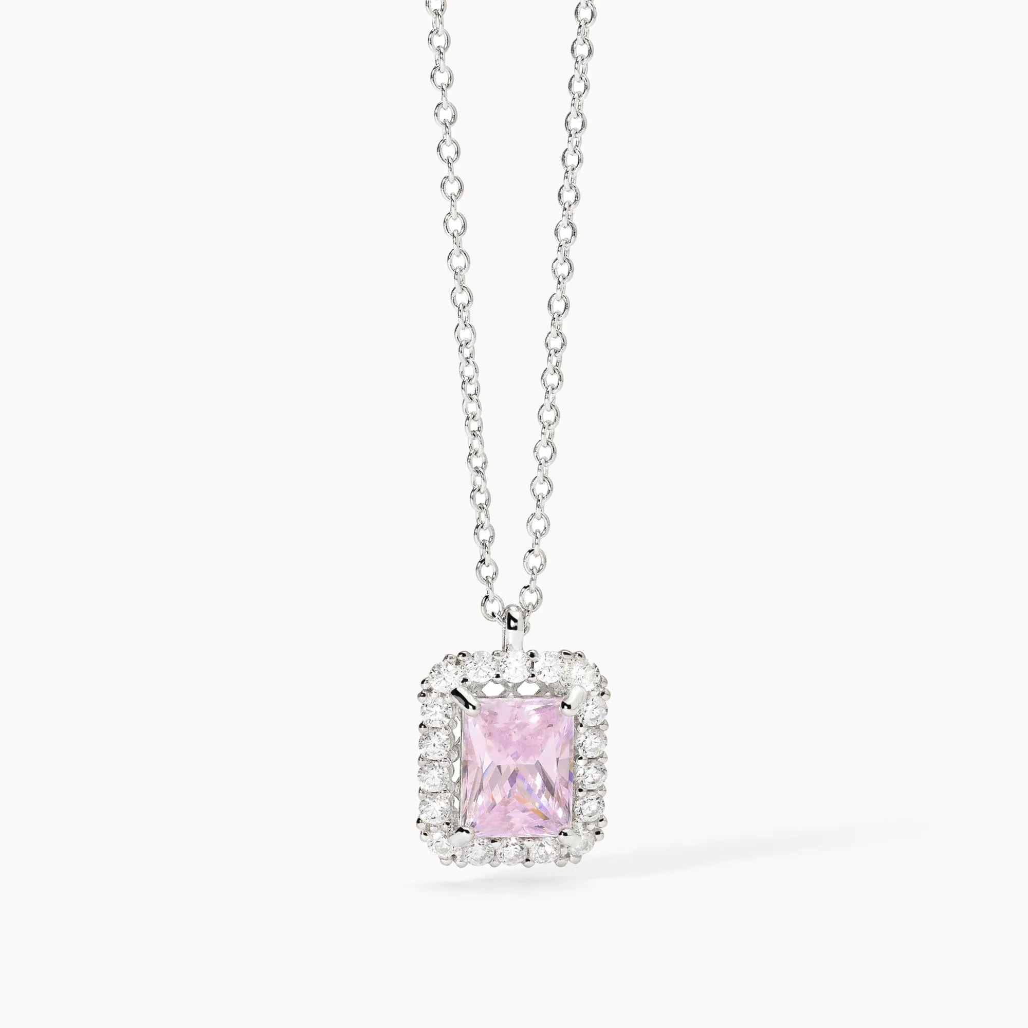 Collana Mabina in argento con zircone rosa