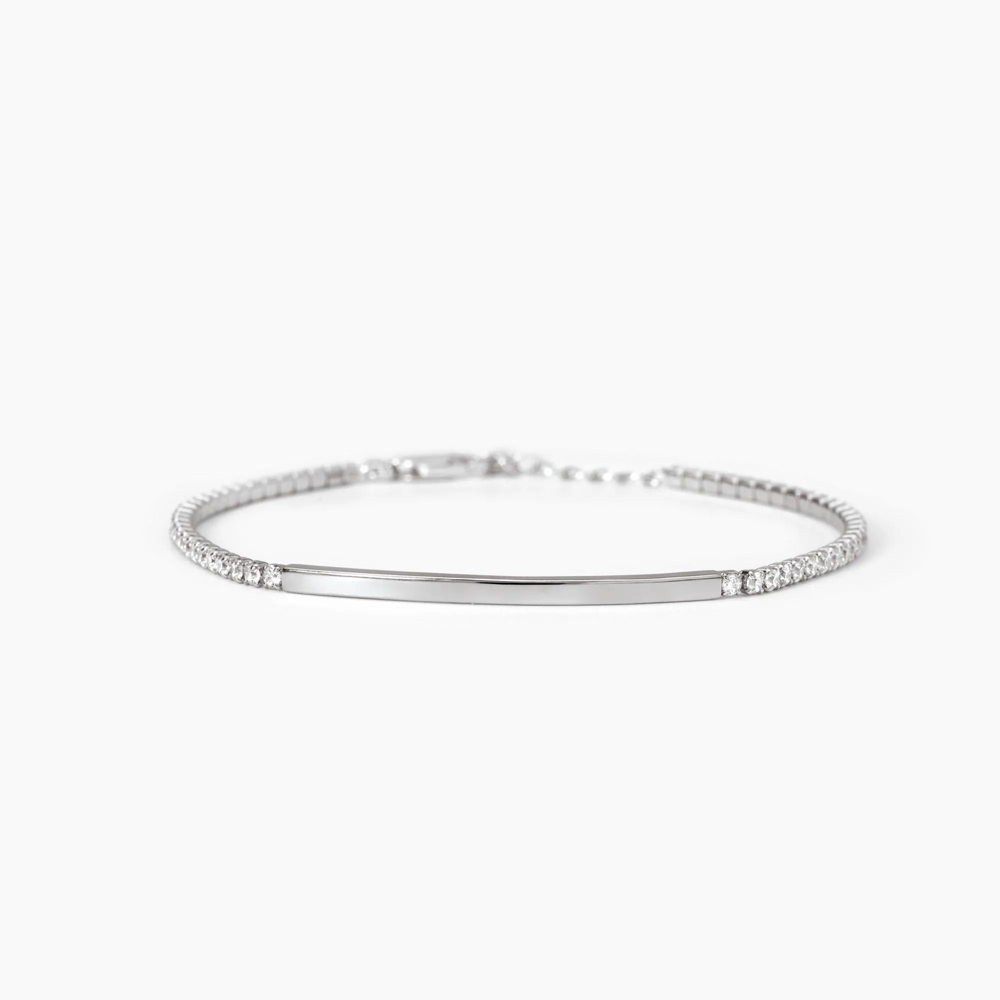 Bracciale Mabina Tennis in argento con piastra e zirconi bianchi