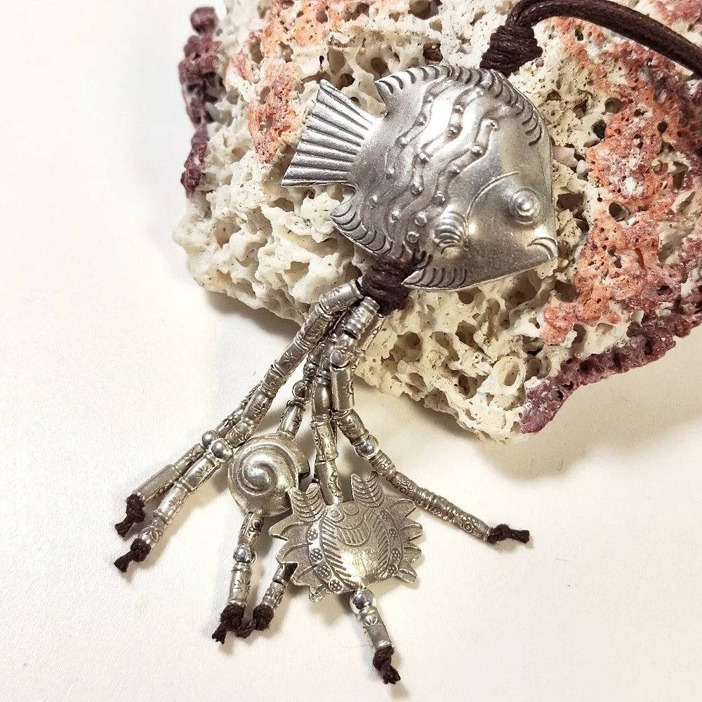 Collana etnica con PESCE in argento 925 - LARA