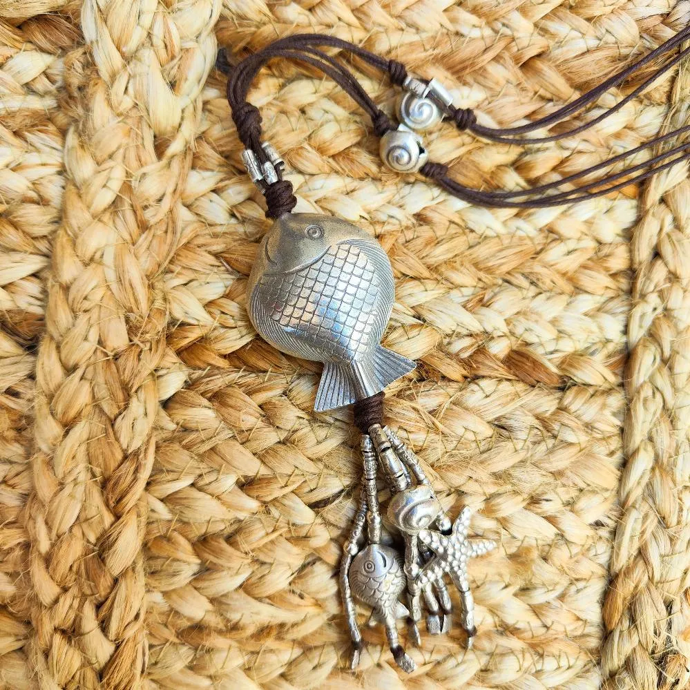 Collana etnica con PESCE in argento 925 - EISHA