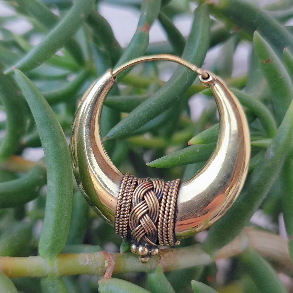 SHANKLA Polished Brass Hoop Earrings