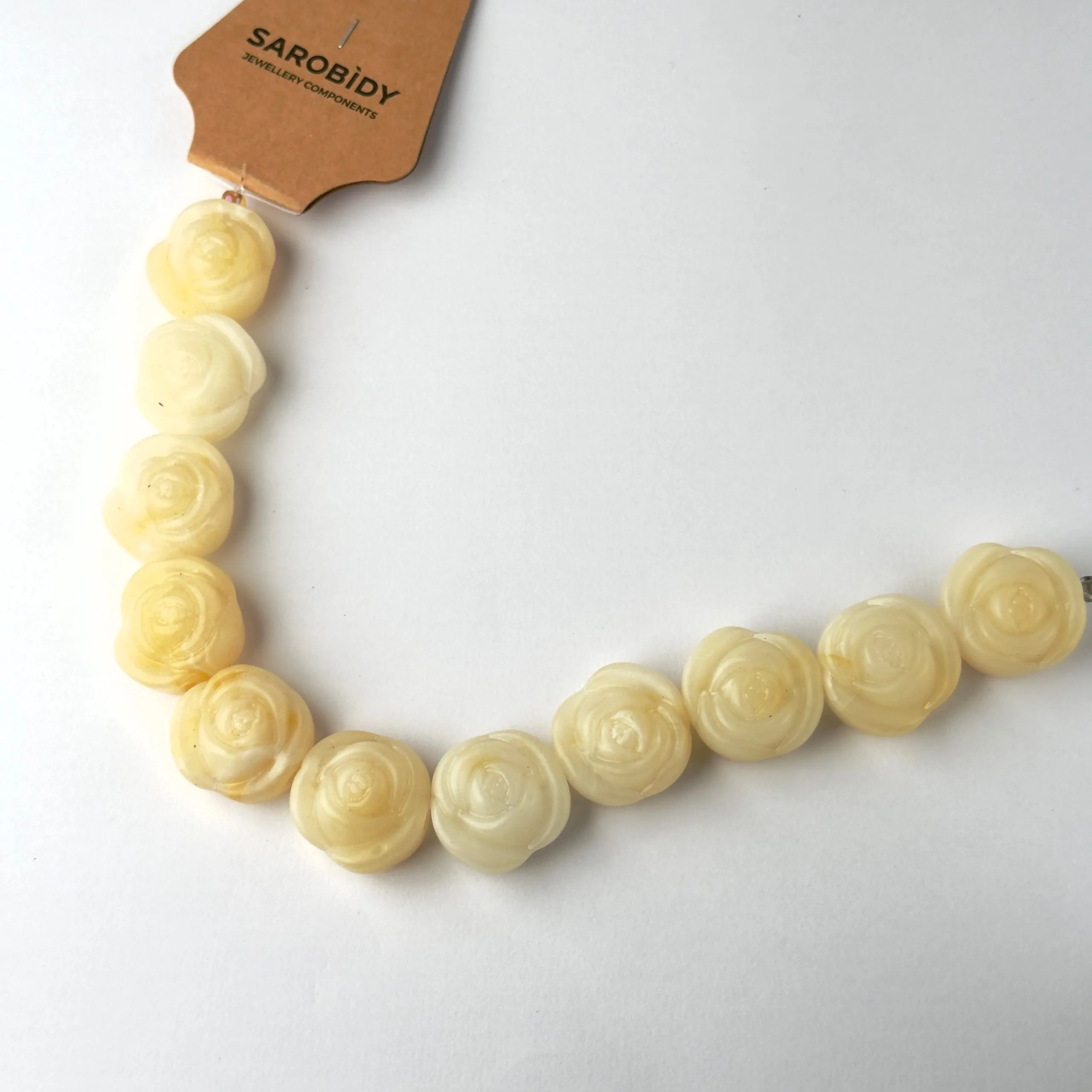 Perle in Resina Rosa Tondo colore Bianco Panna - 21 mm