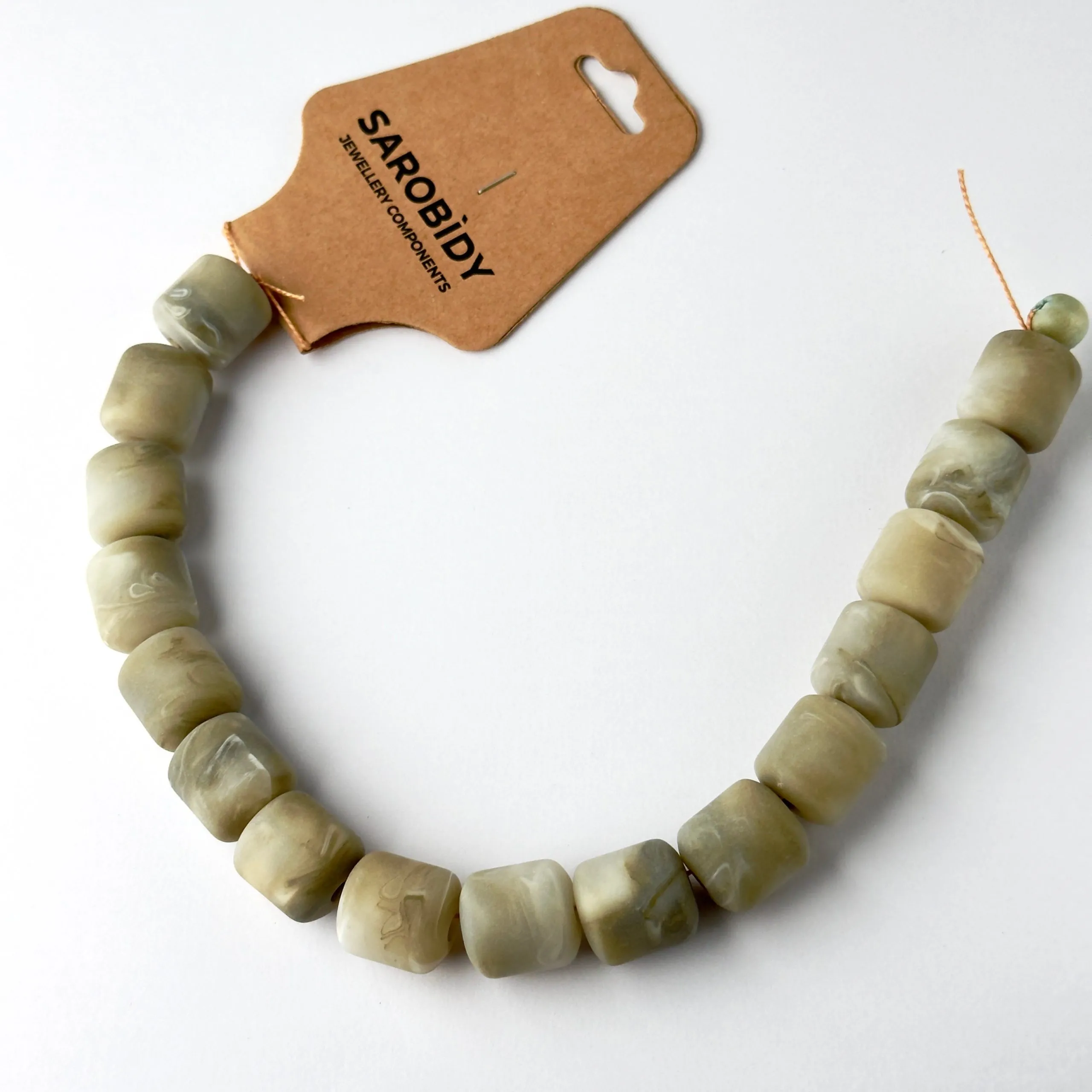 Perle in Resina Cilindro colore Grigio - 16 mm