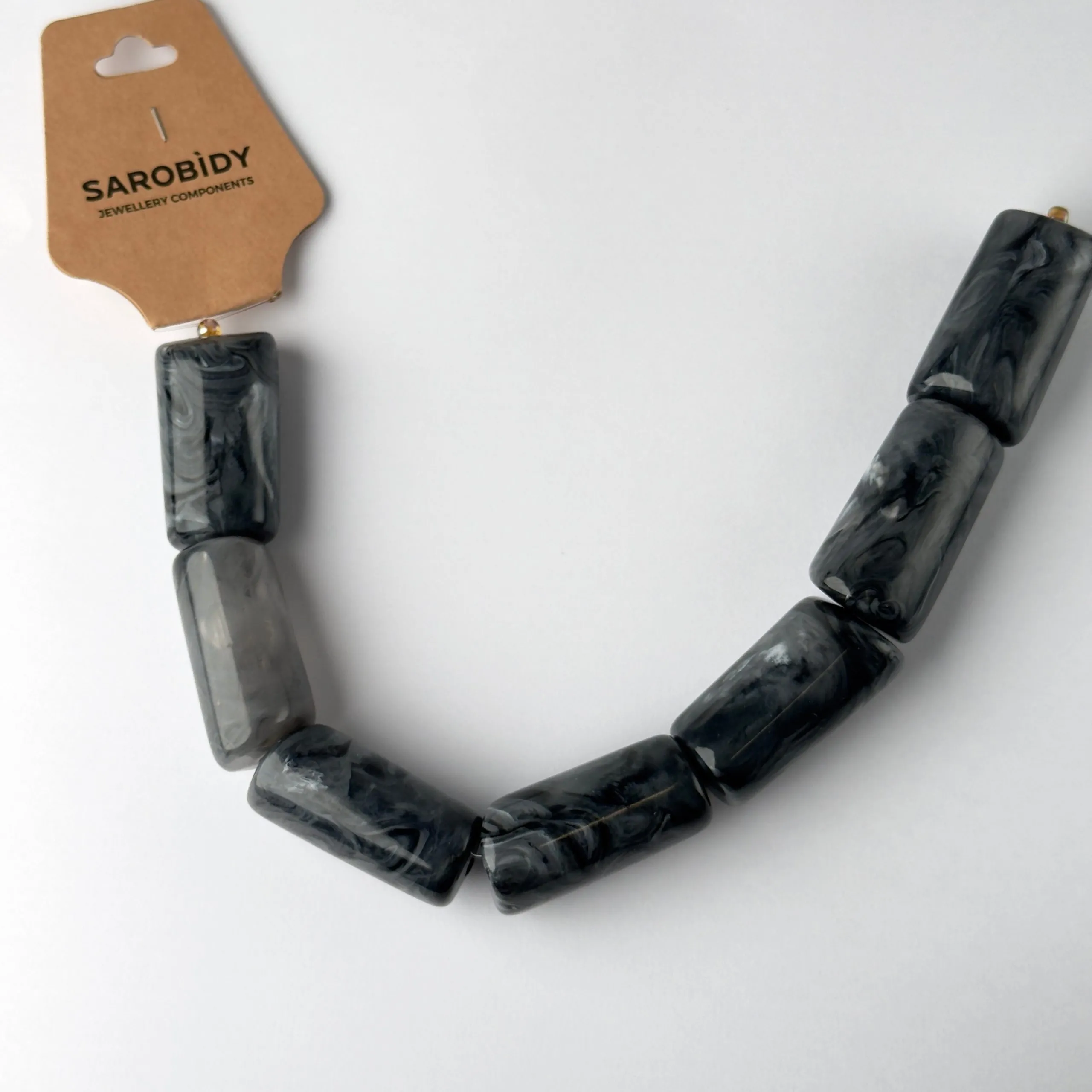 Perle in Resina Cilindro colore Grigio Scuro - 40 mm x 20 mm