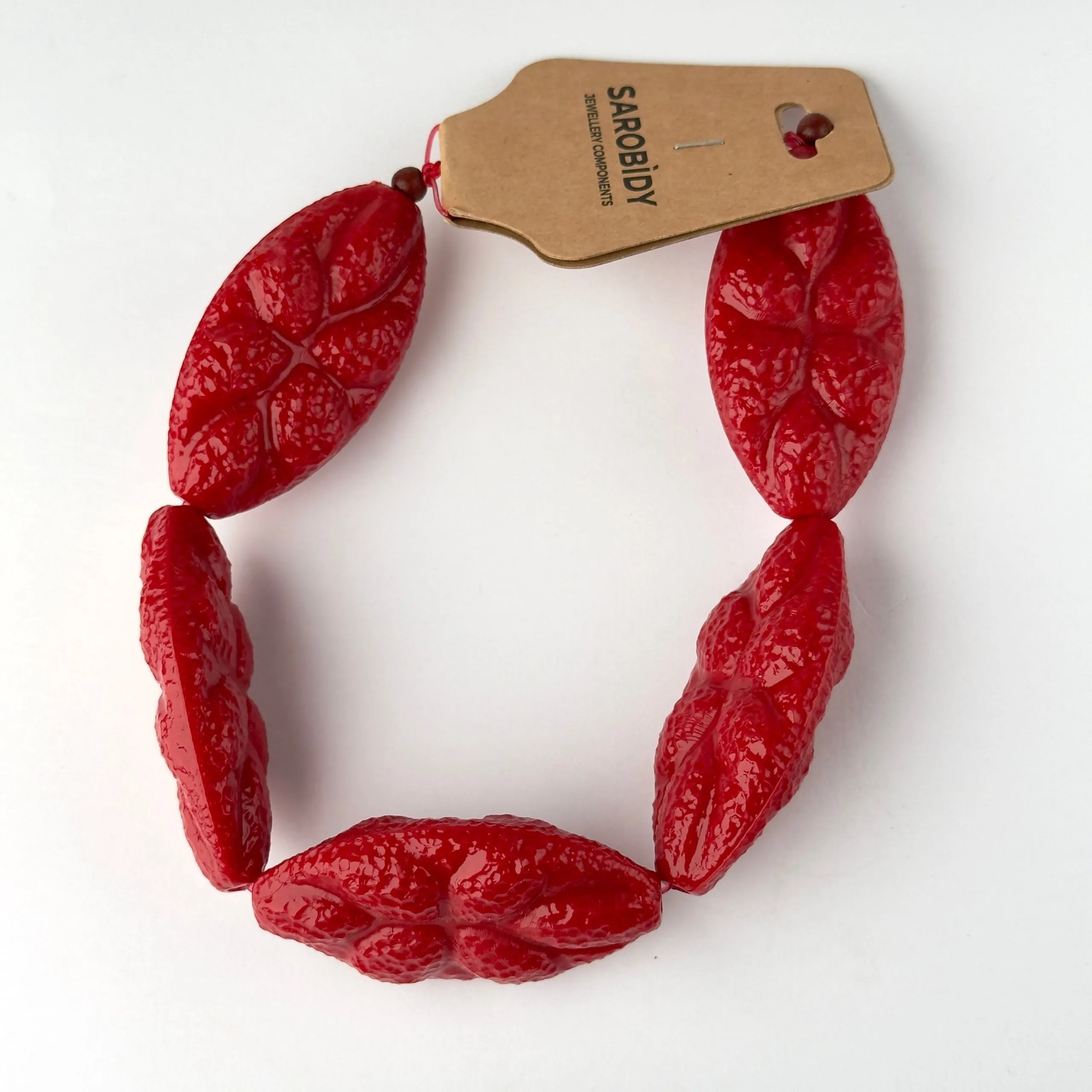 Perle in Resina Ovale colore Rosso - 50 mm x 28 mm