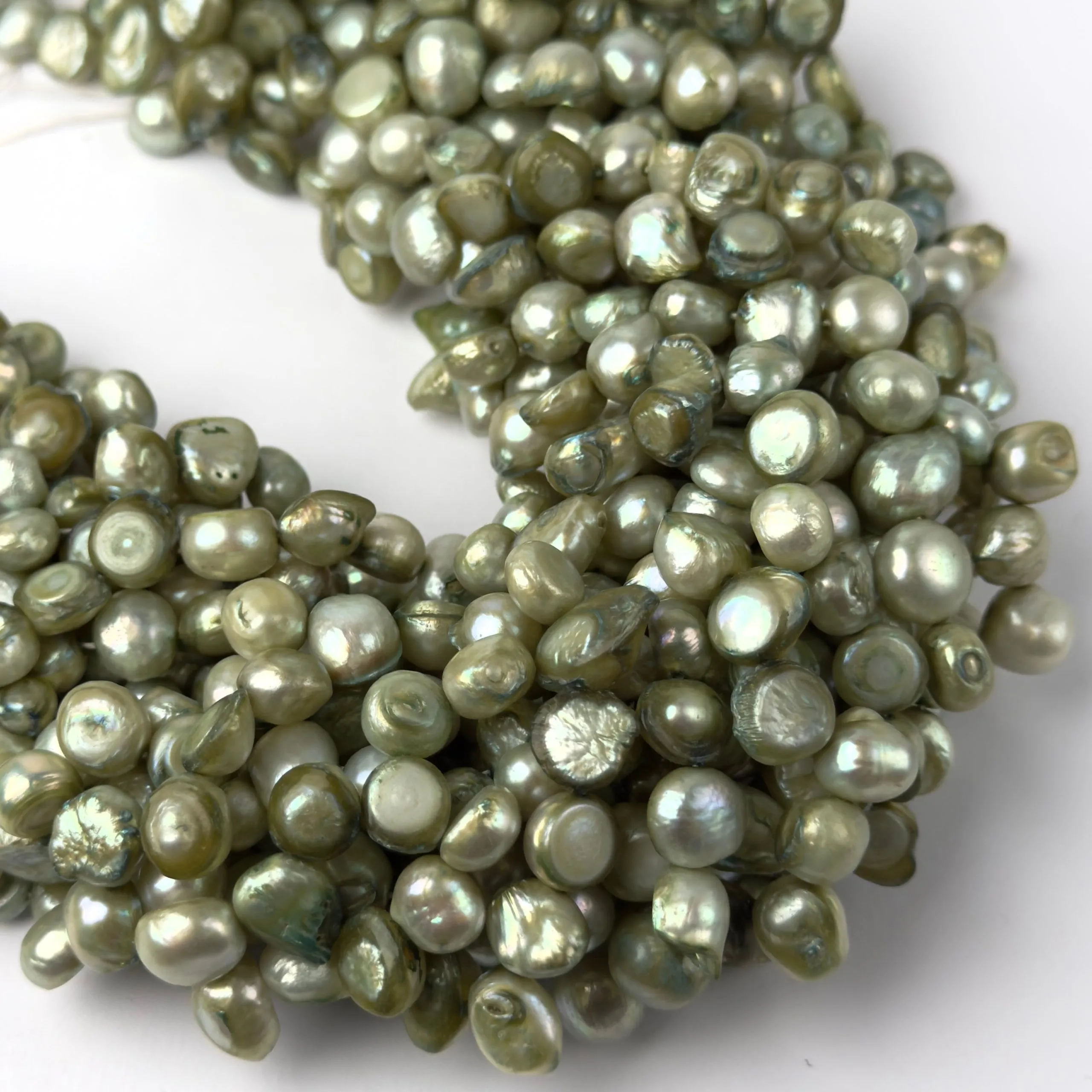 Perle di Fiume Irregolari Verde Chiaro 10x9mm - Qualità AA