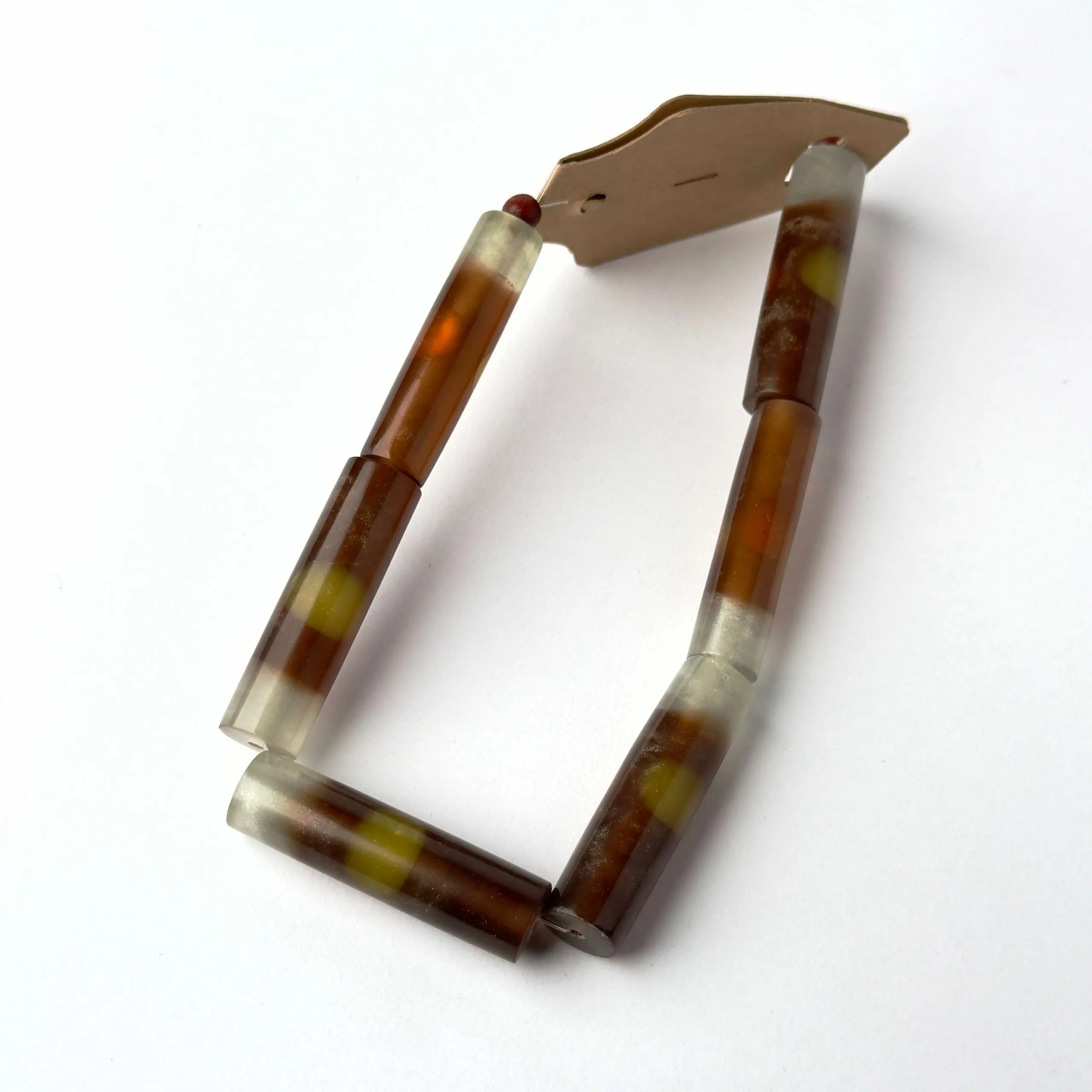 Perle in Resina a Filo - Cilindro Marrone e Grigio trasparente - 40 x 10 mm