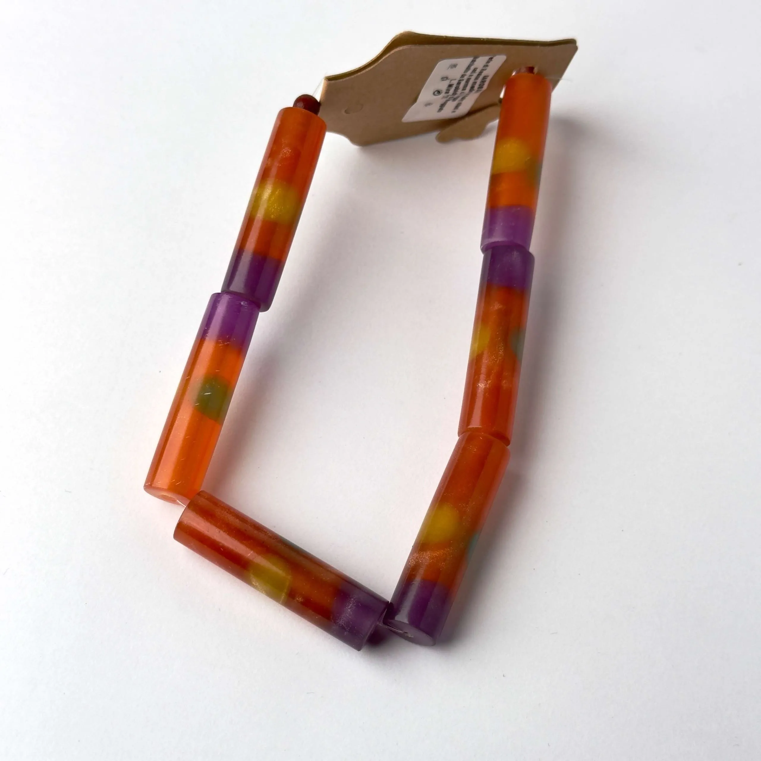 Perle in Resina a Filo - Cilindro Multicolore - 40 x 10 mm