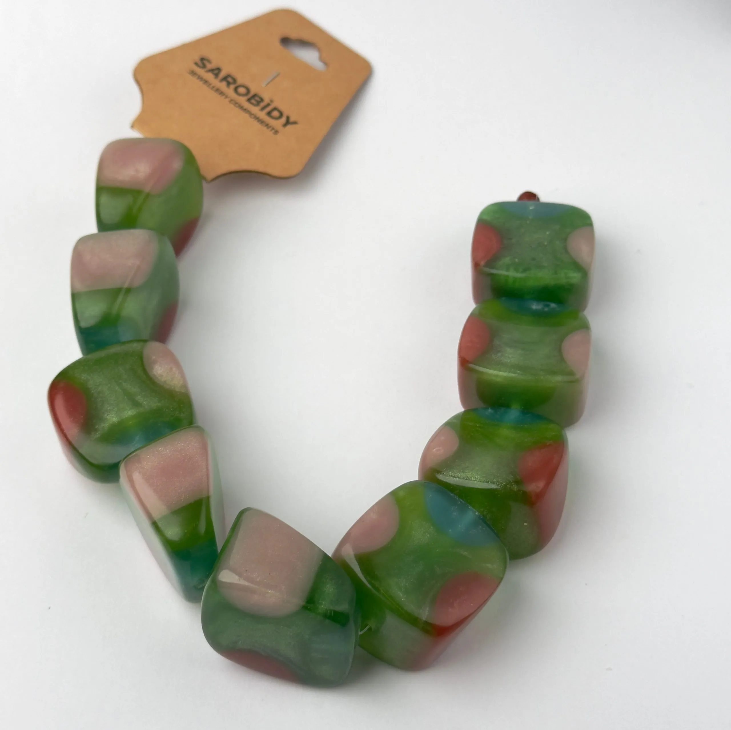 Perle in Resina Ovale colore Verde - 30 mm x 25 mm