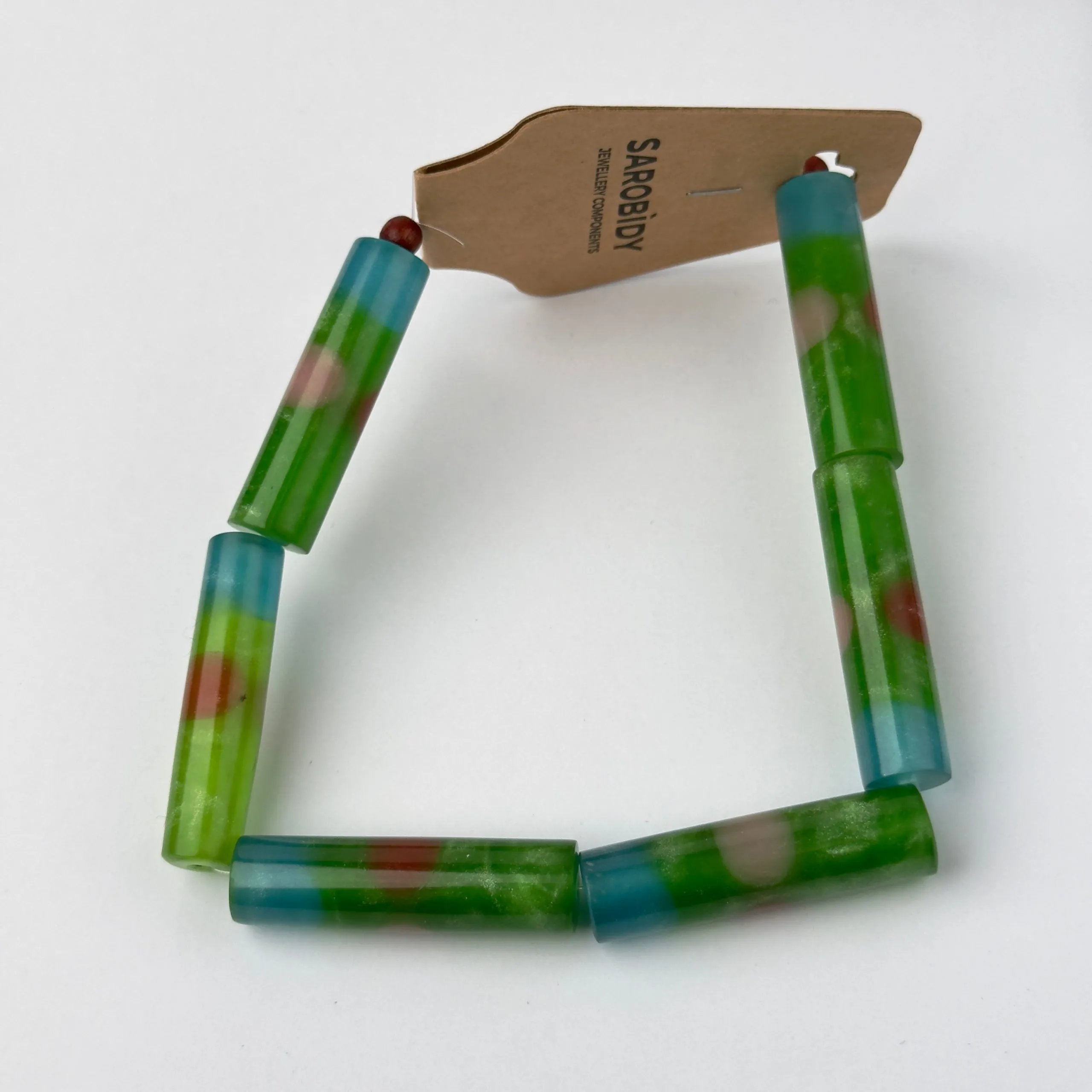 Perle in Resina Cilindro colore Verde - 40 mm x 10 mm