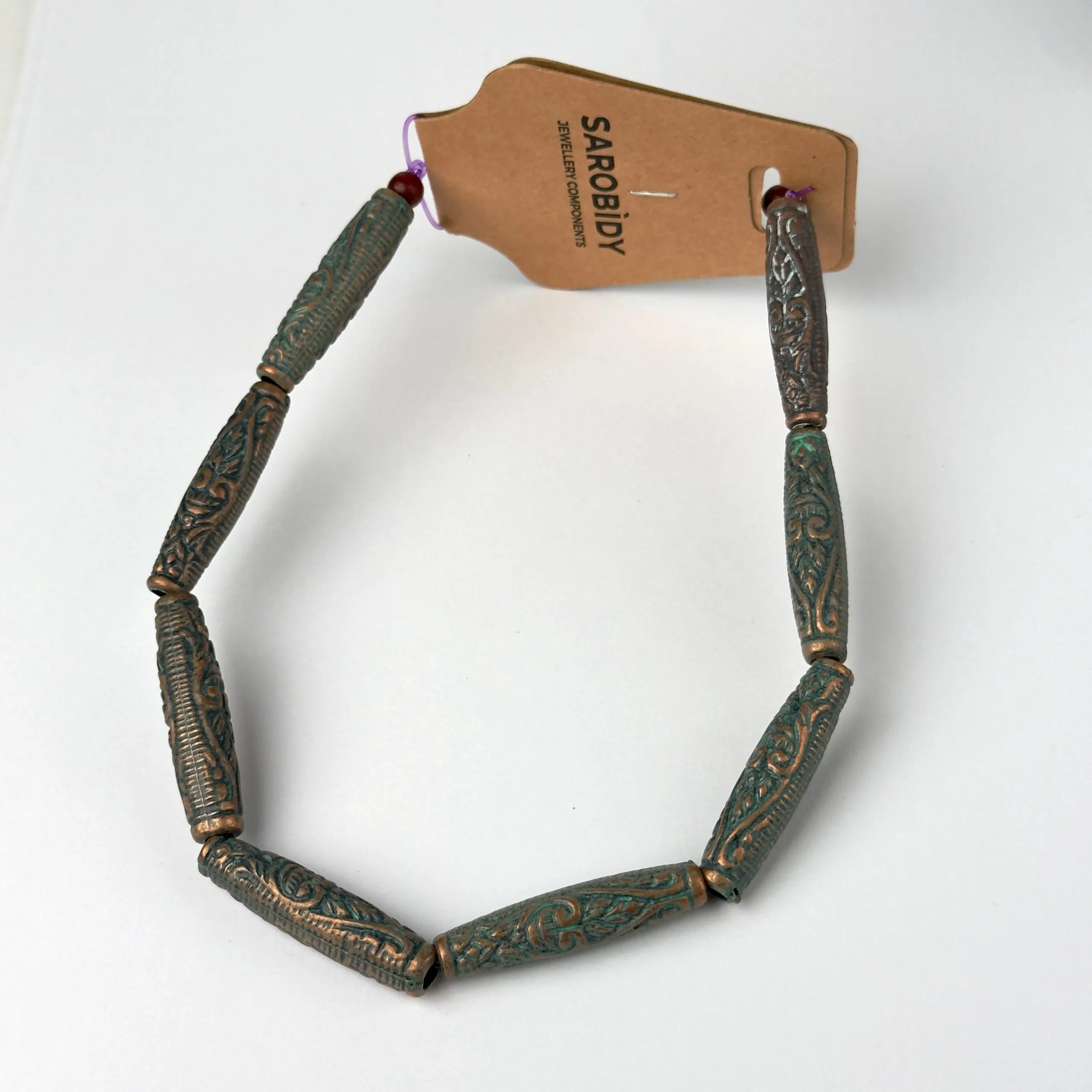 Perle in Resina Cilindro colore Verde - 35 mm X 8 mm