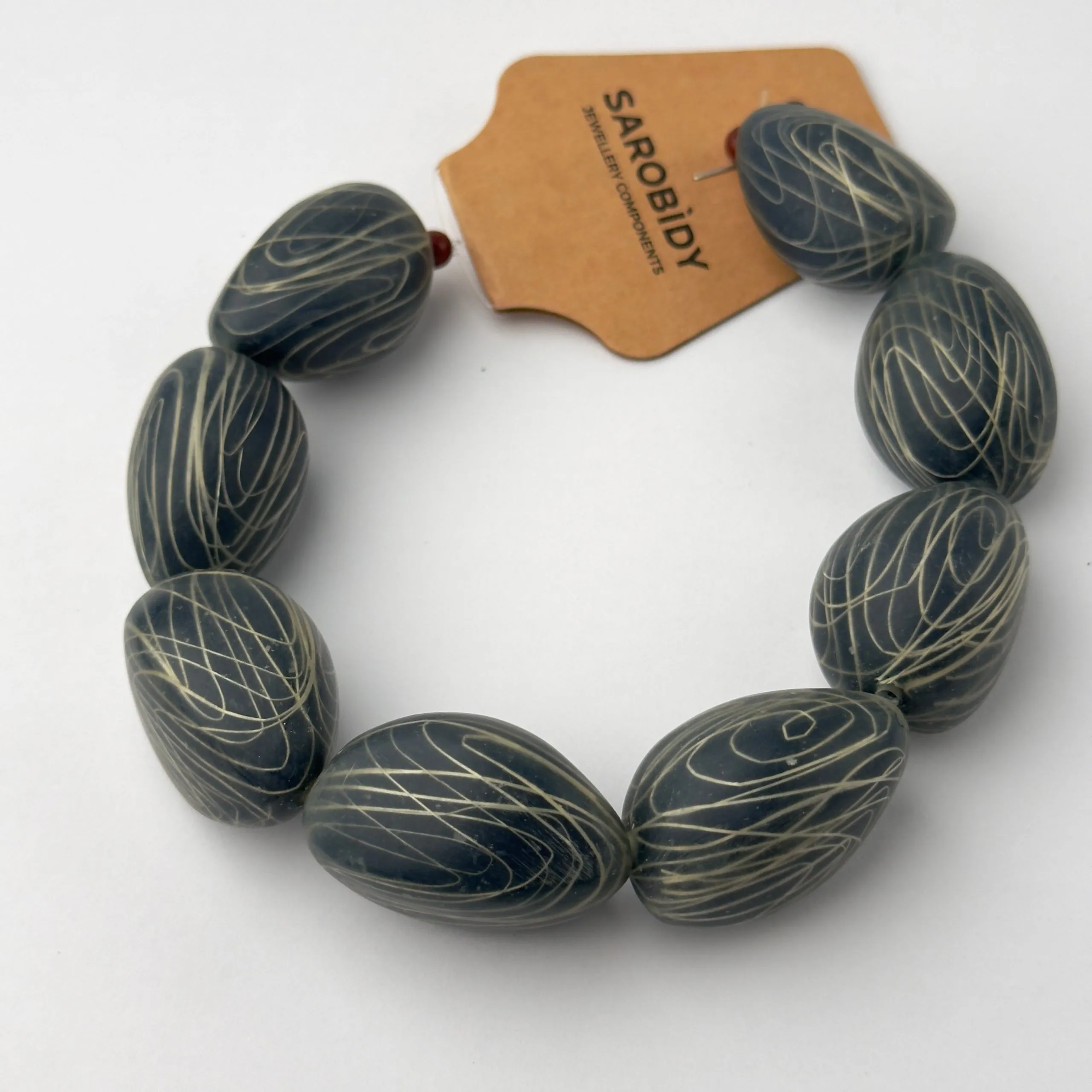 Perle in Resina Ovale colore Blu - 35 mm x 25 mm