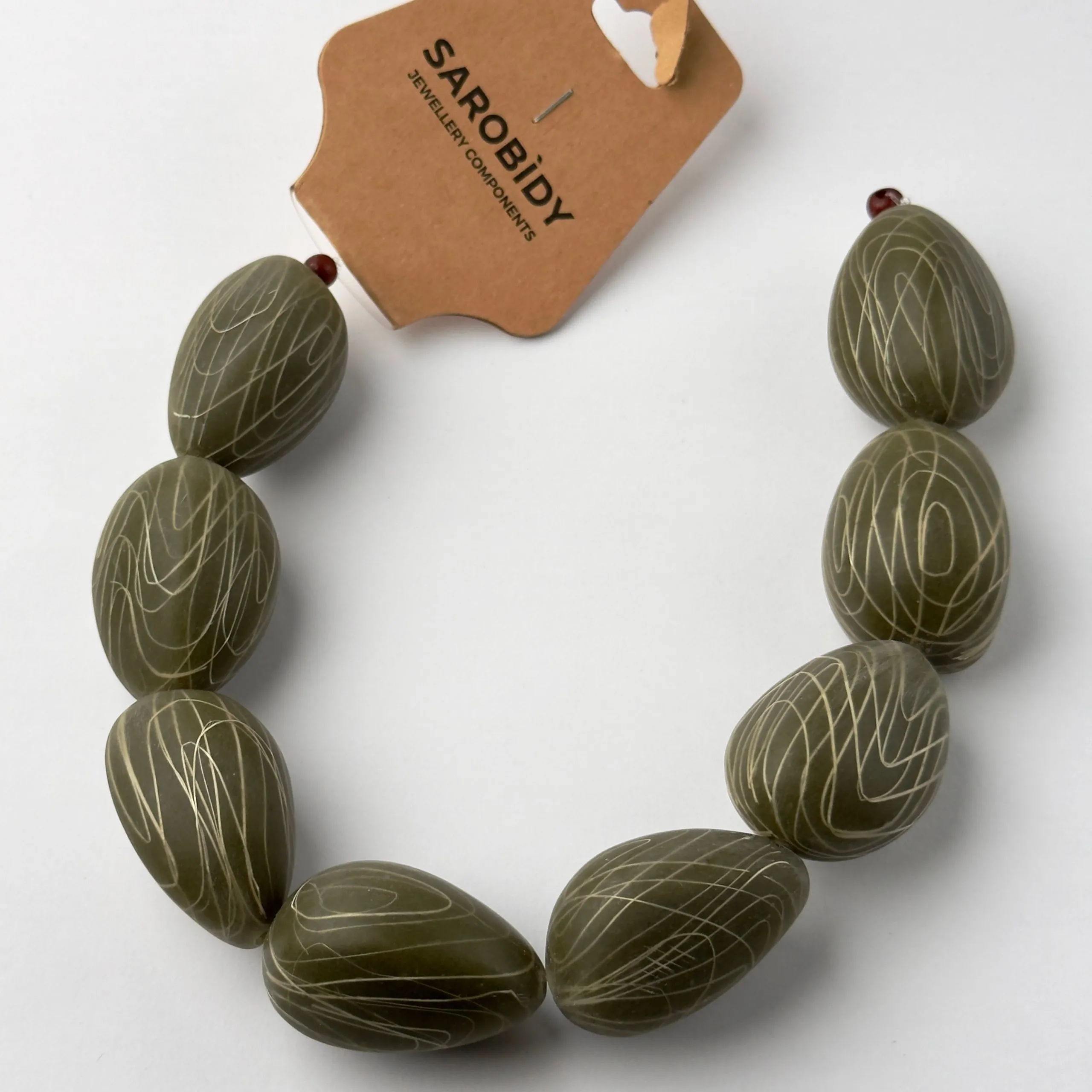 Perle in Resina Ovale colore Verde - 35 mm x 25 mm