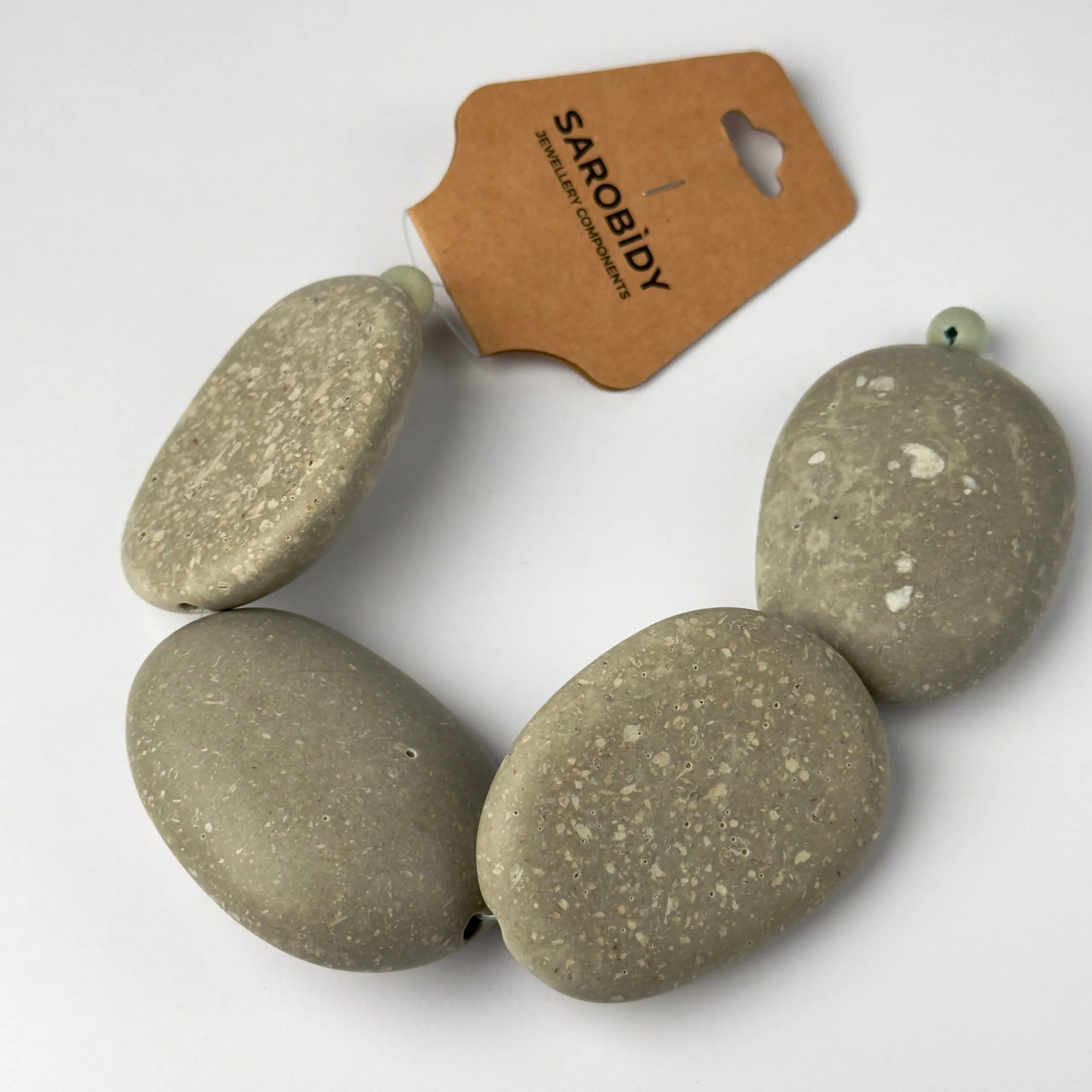 Perle in Resina Ovale Grigio Sasso - 54 mm x 40 mm